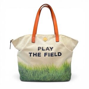 Kate Spade Play The Field Call To Action Large Zipper Canvas Tote Bag Graphic